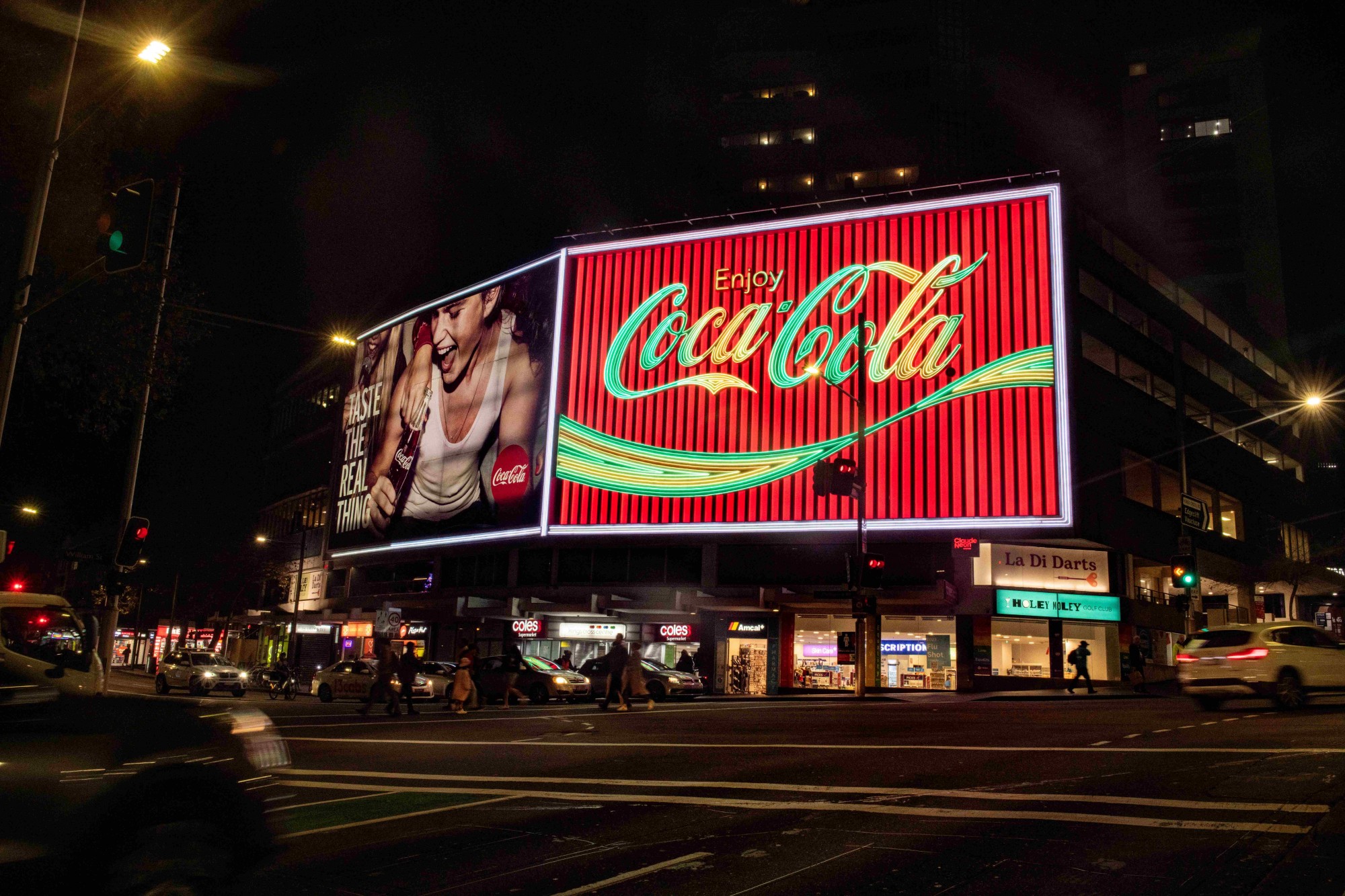 Iconic Coca-Cola sign goes green and gold for Matildas fever ...